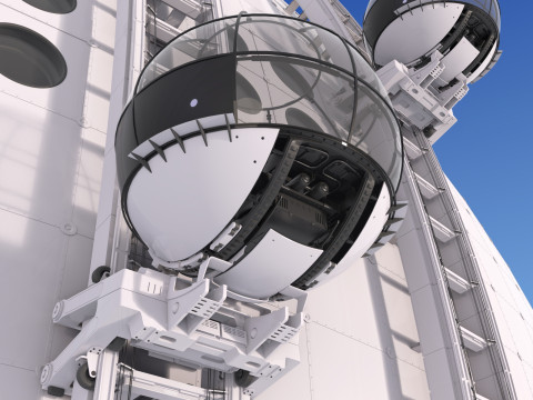 Exterior Spherical Elevator System M1 3D Model