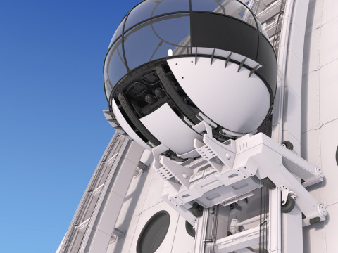 Exterior Spherical Elevator System M1 3D Model