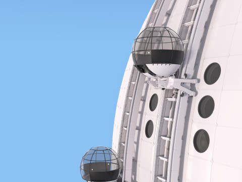 Exterior Spherical Elevator System M1 3D Model