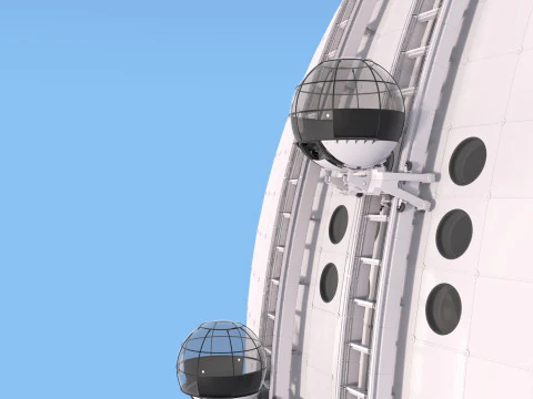 Exterior Spherical Elevator System M1 3D Model