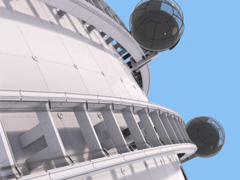 Exterior Spherical Elevator System M1 3D Model