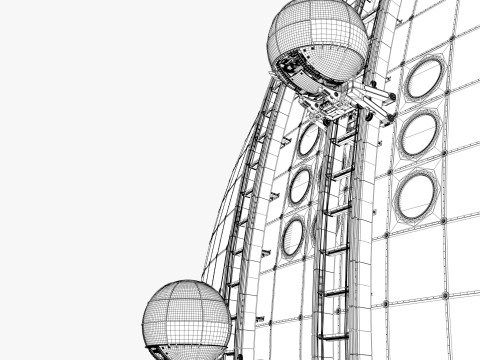 Exterior Spherical Elevator System M1 3D Model