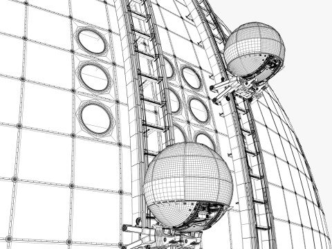 Exterior Spherical Elevator System M1 3D Model