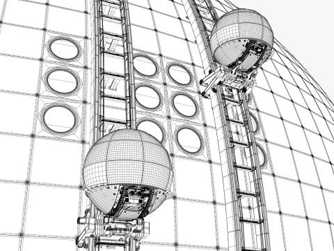 Exterior Spherical Elevator System M1 3D Model