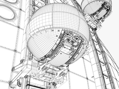 Exterior Spherical Elevator System M1 3D Model