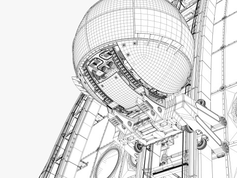 Exterior Spherical Elevator System M1 3D Model