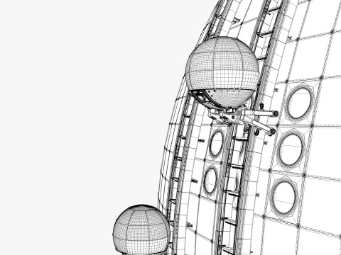 Exterior Spherical Elevator System M1 3D Model
