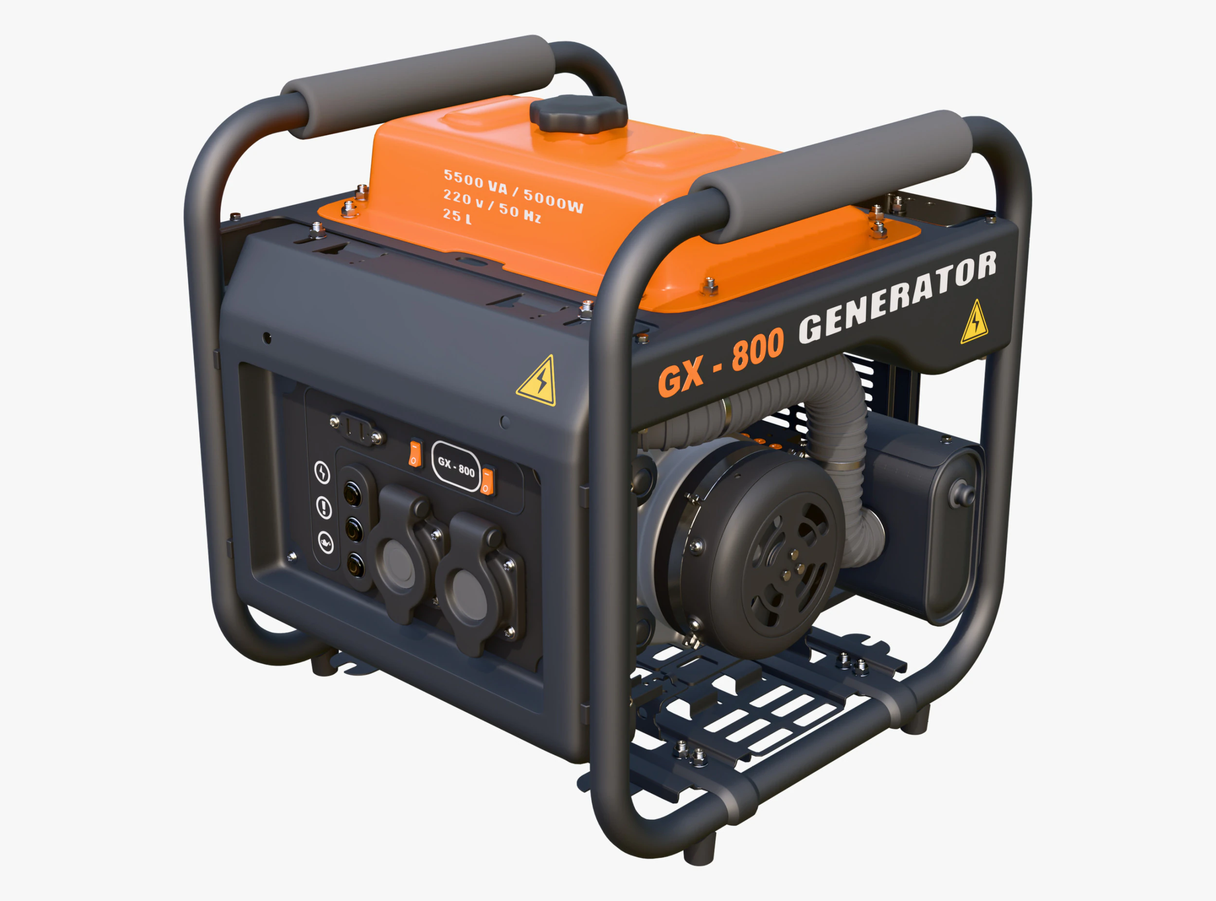 Portable Power Electric Generator GX800 3D Model .c4d .max .obj .3ds .fbx .stl .blend 