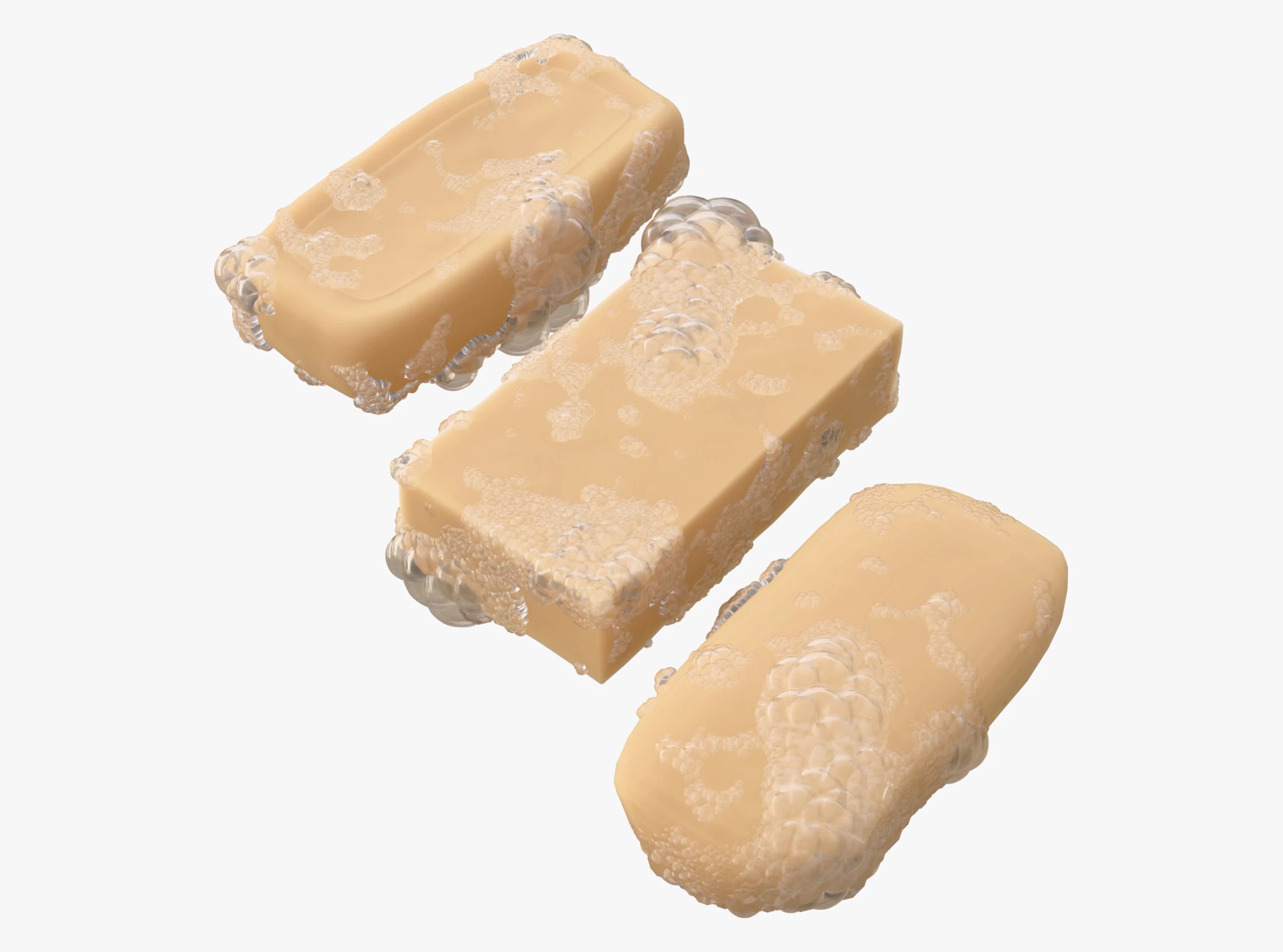 Soap bars with Foam Bubbles M1 3D Model .c4d .max .obj .3ds .fbx .stl .blend 