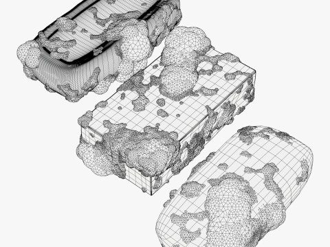 Soap bars with Foam Bubbles M1 3D Model