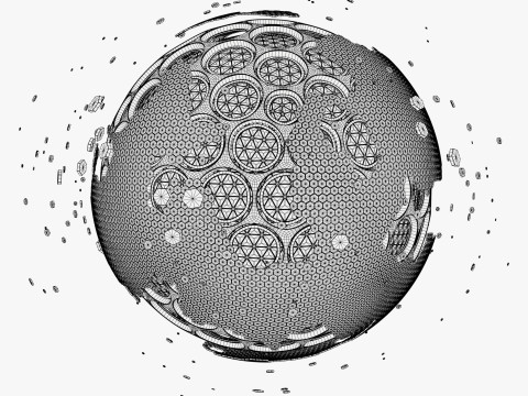 Abstract SciFi Sphere with Hex Cells M1 Modello 3D