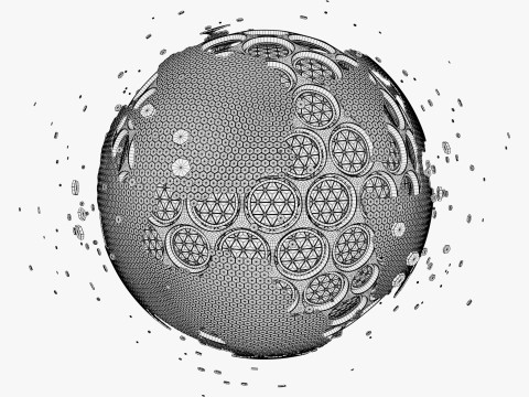 Abstract SciFi Sphere with Hex Cells M1 Modello 3D