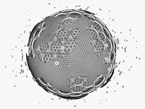 Abstract SciFi Sphere with Hex Cells M1 Modello 3D