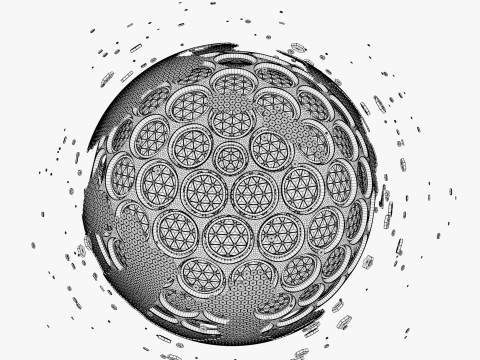Abstract SciFi Sphere with Hex Cells M1 Modello 3D