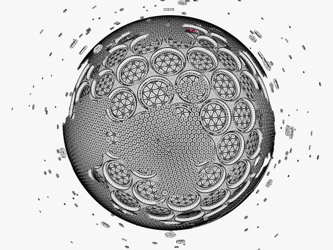 Abstract SciFi Sphere with Hex Cells M1 Modello 3D