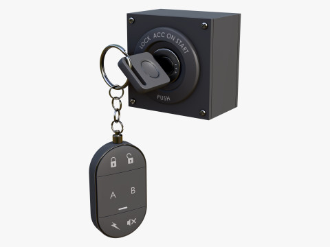 Car Ignition Key with Remote Control M1 3D Modell
