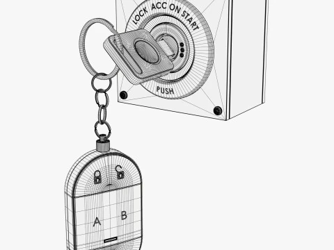 Car Ignition Key with Remote Control M1 3D Model
