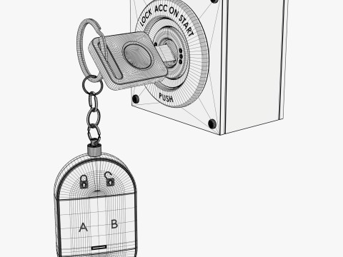 Car Ignition Key with Remote Control M1 Modelo 3D