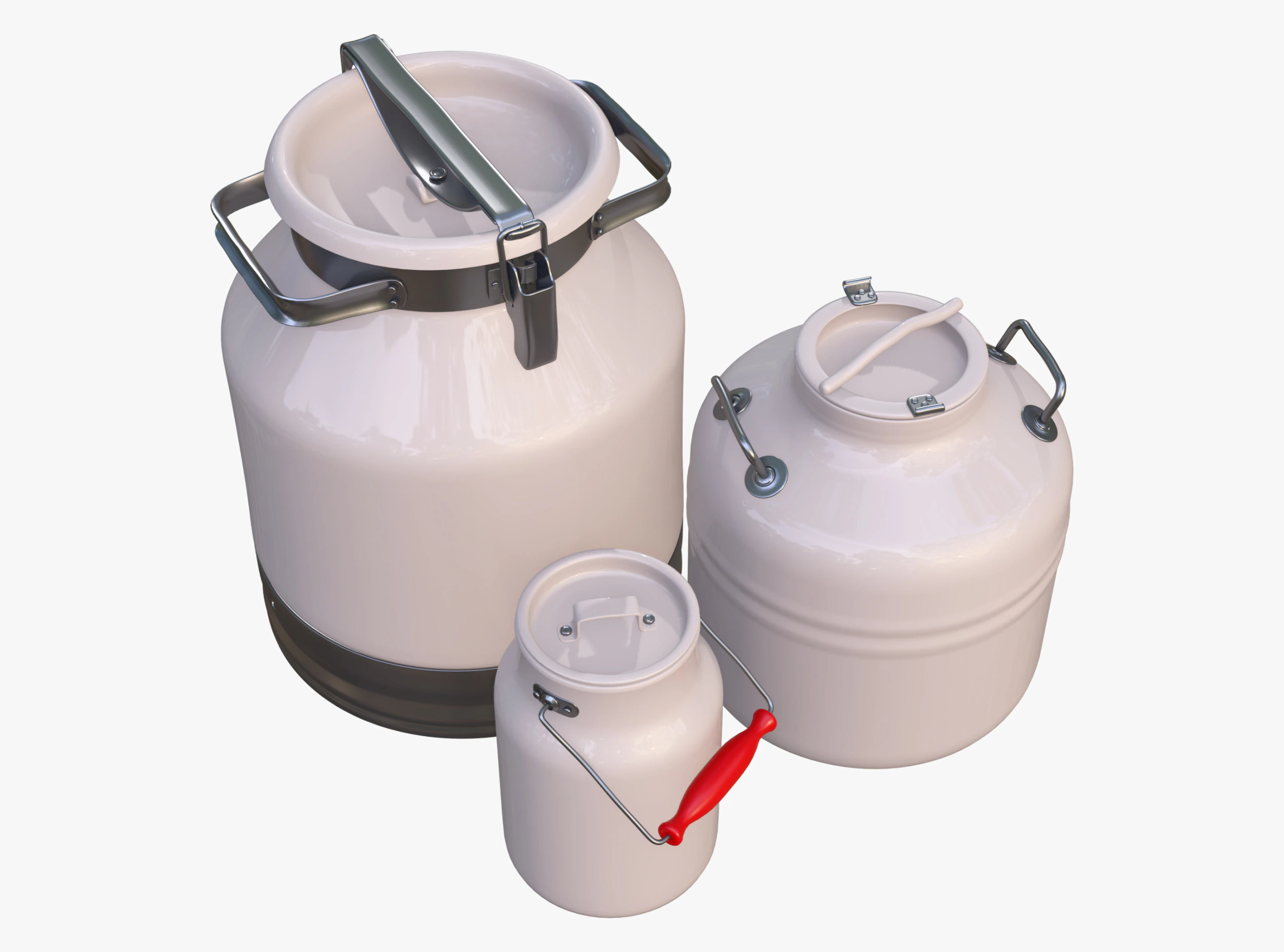 Milk Cans and Canister Set M1 3D Model .c4d .max .obj .3ds .fbx .stl .blend 