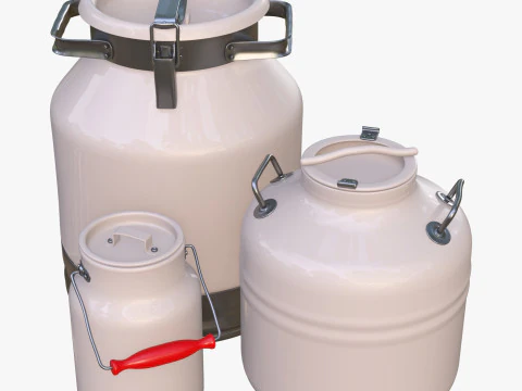 Milk Cans and Canister Set M1 3D Model