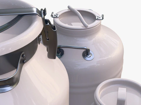 Milk Cans and Canister Set M1 3D Model