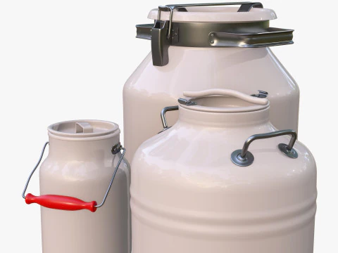 Milk Cans and Canister Set M1 3D Model