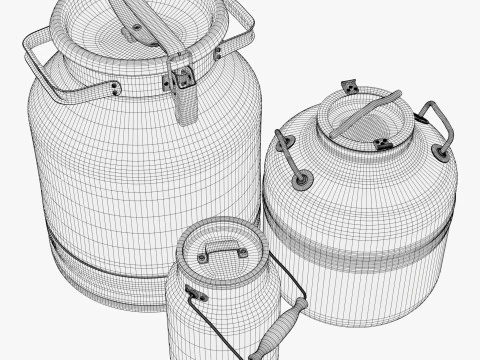 Milk Cans and Canister Set M1 3D Model