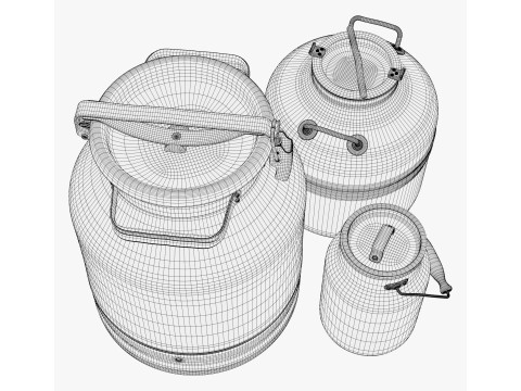 Milk Cans and Canister Set M1 Model 3D