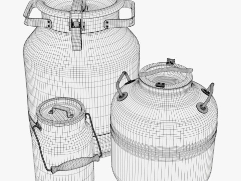 Milk Cans and Canister Set M1 3D Model