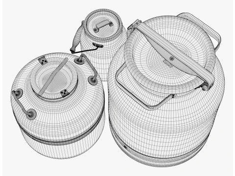 Milk Cans and Canister Set M1 3D Model