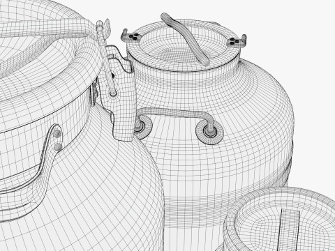 Milk Cans and Canister Set M1 Model 3D