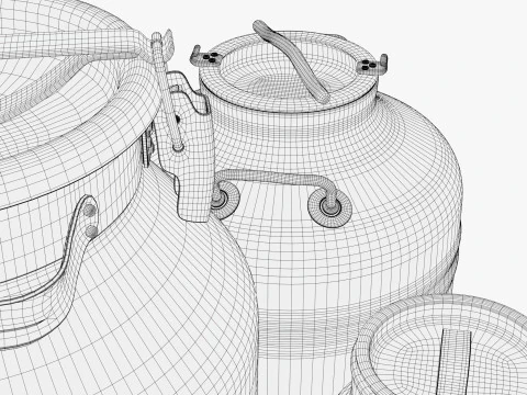 Milk Cans and Canister Set M1 3D Model