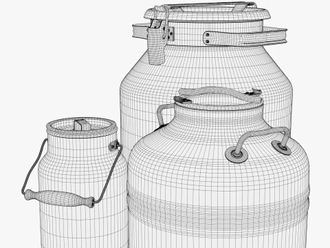 Milk Cans and Canister Set M1 3D Model