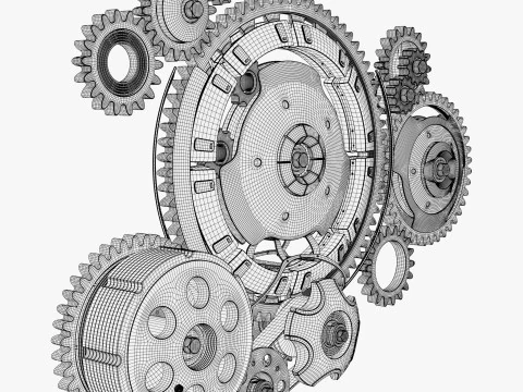 Gear Mechanism System with Cogs Wheels M1 3D Model