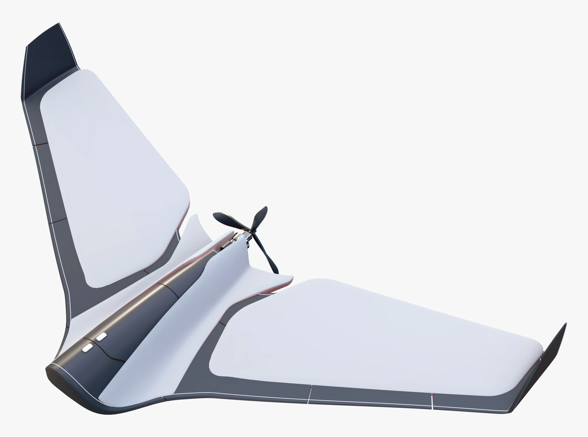 Flying Wing Drone UAV Propeller M1 3D Model .c4d .max .obj .3ds .fbx .stl .blend