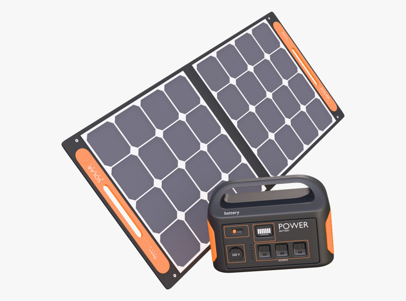 Portable Solar Panel and Power Station M1 3Dモデル .c4d .max .obj .3ds .fbx .stl .blend 