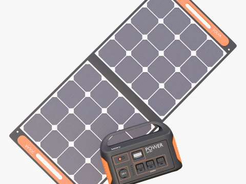 Painel Solar Port&aacute;til e Central El&eacute;trica M1 Modelo 3D