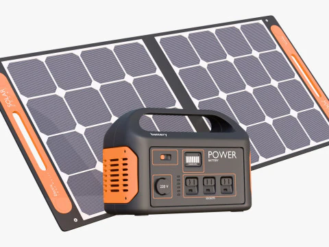 Painel Solar Port&aacute;til e Central El&eacute;trica M1 Modelo 3D