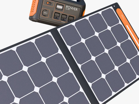 Painel Solar Port&aacute;til e Central El&eacute;trica M1 Modelo 3D
