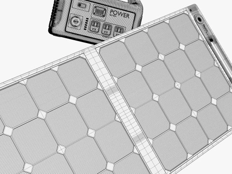 Painel Solar Port&aacute;til e Central El&eacute;trica M1 Modelo 3D