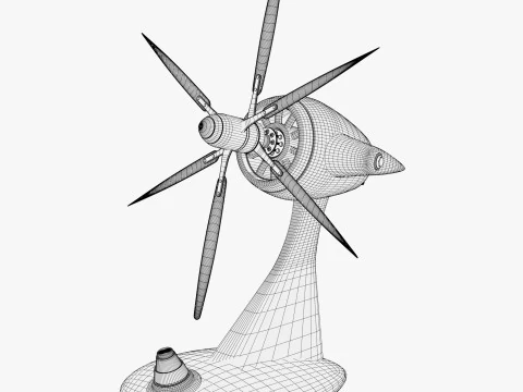 Desk Fan in Aviation Style M1 3D Model