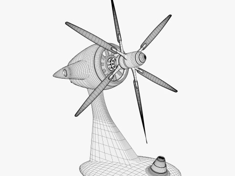 Desk Fan in Aviation Style M1 3D Model