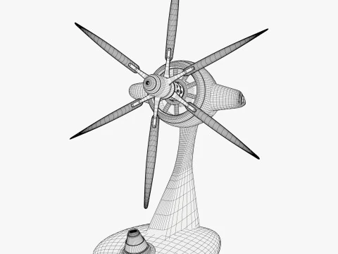Desk Fan in Aviation Style M1 3D Model