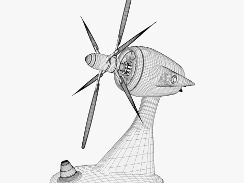 Desk Fan in Aviation Style M1 3D Model