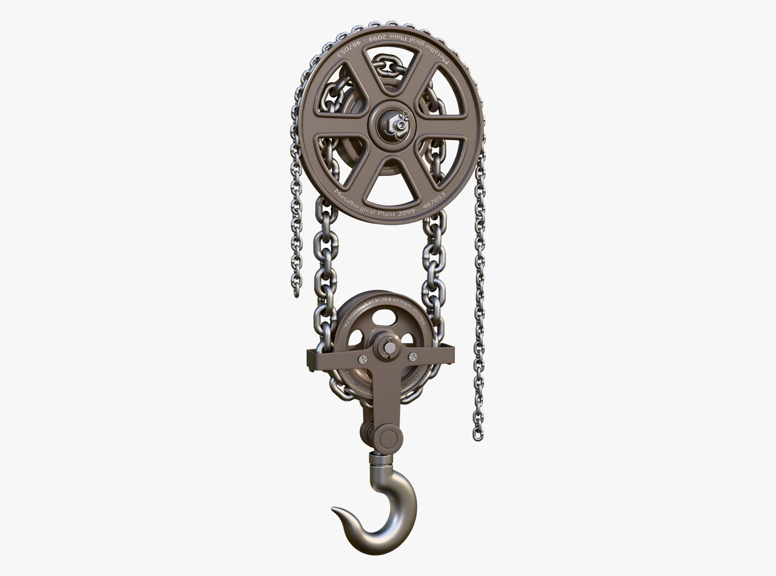 Chain Hoist with Hook M1 3D Model .c4d .max .obj .3ds .fbx .stl .blend 