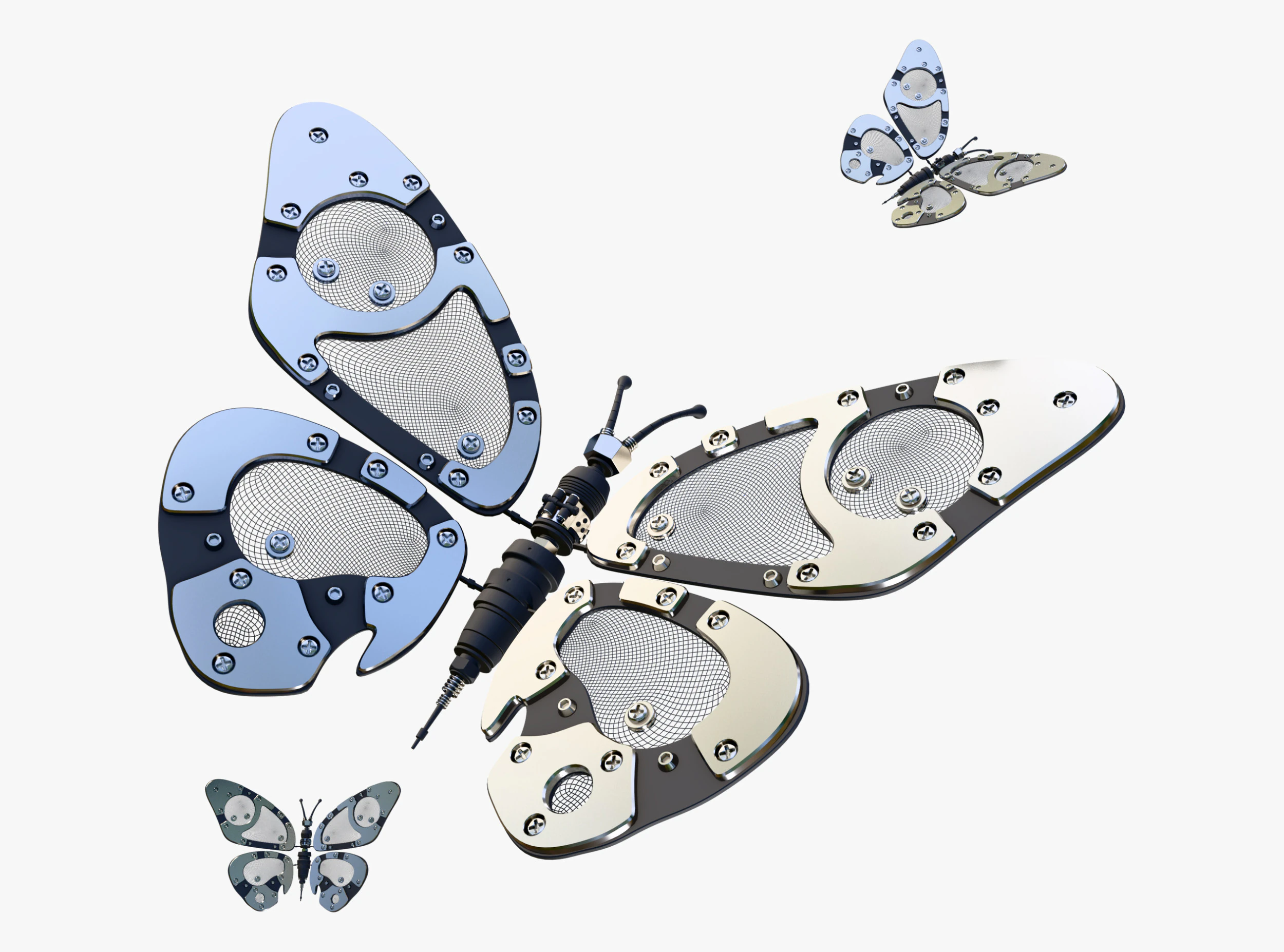 Mechanical Cyber Butterfly M1 3D Model .c4d .max .obj .3ds .fbx .stl .blend 
