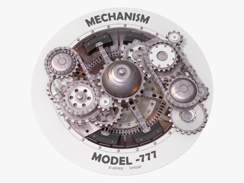 Gear Mechanism with Chains M1 3D Model