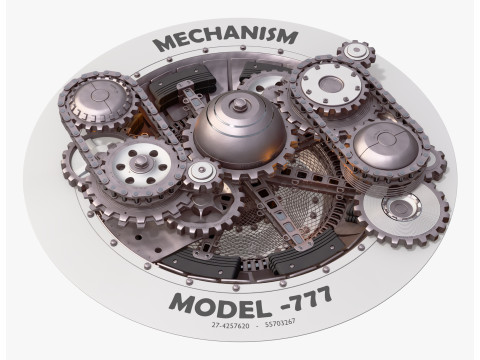Gear Mechanism with Chains M1 3D Model