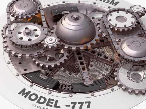 Gear Mechanism with Chains M1 3D Model