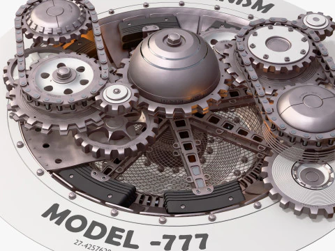 Gear Mechanism with Chains M1 3D Model